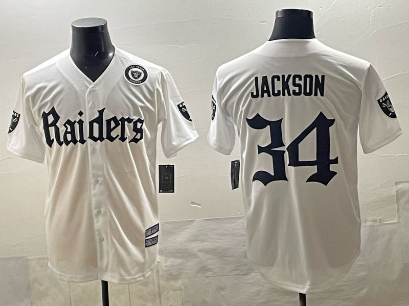 Men 2025 Oakland Raiders #34 Jackson white 6th generation Joint Name Nike Limited NFL Jersey style 010->oakland raiders->NFL Jersey